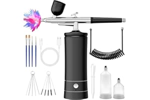 Aepto Airbrush for Nails Cordless Portable Airbrush Kit with Compressor 2 Levels 48 Psi High Pressure Rechargeable Air Brush Machine with 0.3mm Nozzle for Nail Art, Makeup, Painting, Cake Decor