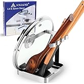 SOLEADER Vertical Spoon Rest and Lid Stand for Stove Top kitchen Utensils Pot Lid Holder and Organizer for Kitchen Counter Foodgrade Stainless Steel with Drip Tray and Handle
