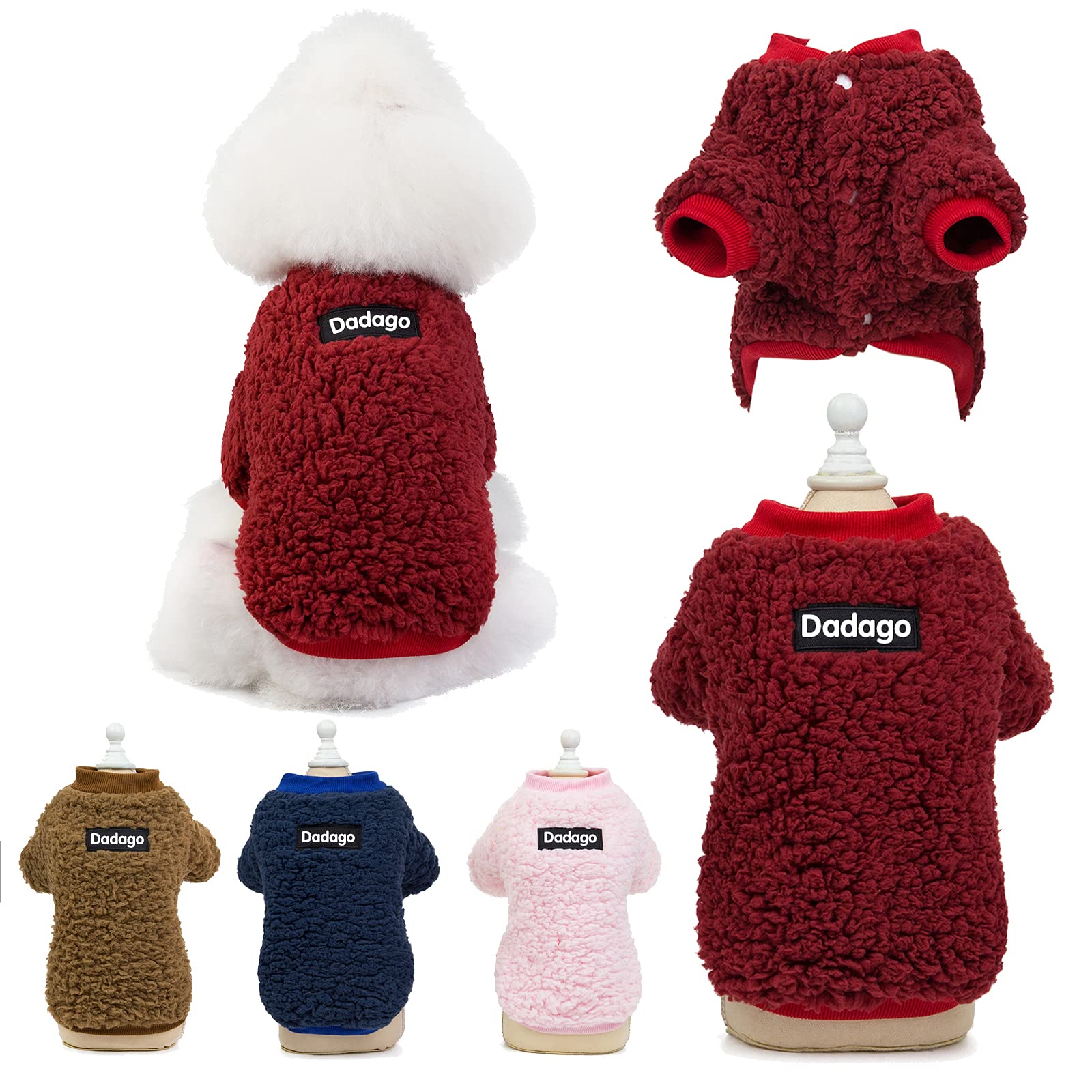 Small Dog Sweater Cat Puppy Winter Warm Coat Pet Cold Weather Cozy Fleece Clothes Cute Pullover Sweater for Small Dogs Girl Boy (XX-Large, Red)
