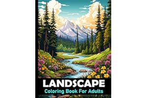 Landscape Coloring Book For Adults: Large print nature colouring book for relaxation and mindfulness / 50 Stress relieving designs to color for men and women