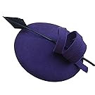 Ladies Curly Feather Felt Wool Fascinator Pillbox Tilt Cocktail Formal Hat A145 (Dark Purple)