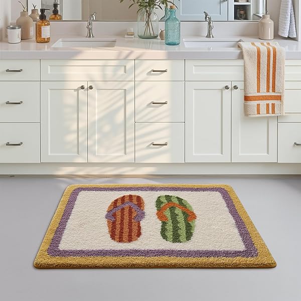 LUMI BATH MATS FOR BATHROOM, NON SLIP ABSORBENT SOFT BATH MAT, WASHABLE LOW PROFILE BATHROOM RUG FOR SHOWER, TUB, 24″X36″