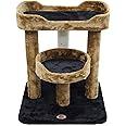 Go Pet Club - 23" Cat Tree Kitty Condo - Small Cat Tree with Two Elevated Perch Beds & Large Base - Cat Condos for Indoor Cats - Black/Brown
