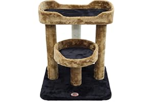 Go Pet Club - 23" Cat Tree Kitty Condo - Small Cat Tree with Two Elevated Perch Beds & Large Base - Cat Condos for Indoor Cats - Black/Brown