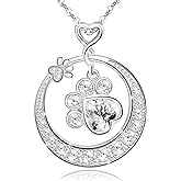 KITEENAL Paw Print Necklace for Women - Sterling Silver Puppy Dog Cat Pet Paw Print Circle Pendant Necklace Cubic Zirconia Dainty Cute Adjustable Charm Necklace Birthday Gifts for Women,15.7"+3.9"