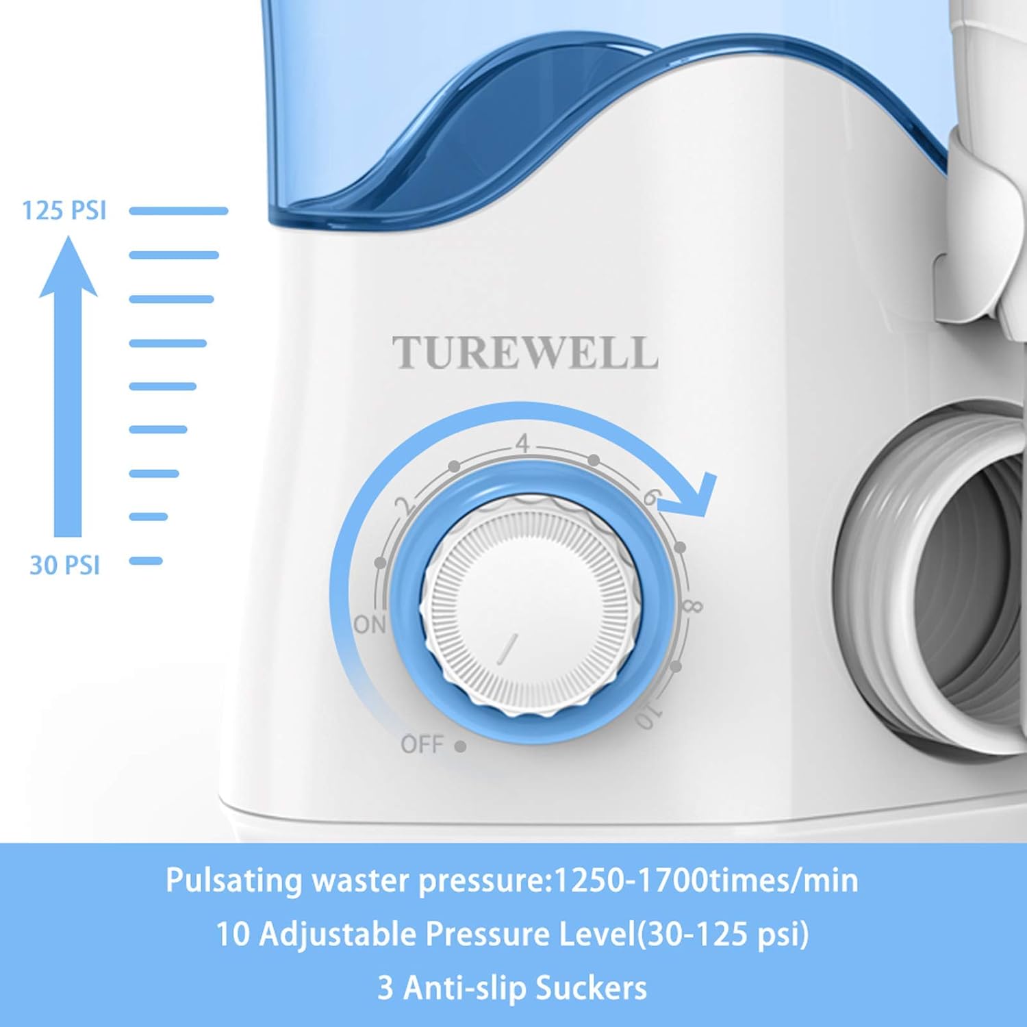 TUREWELL Water Flosser Dental Oral Irrigator with 10 Adjustable Modes, 600ml Countertop Electric Dental Flosser for Braces and Teeth: Health & Personal Care