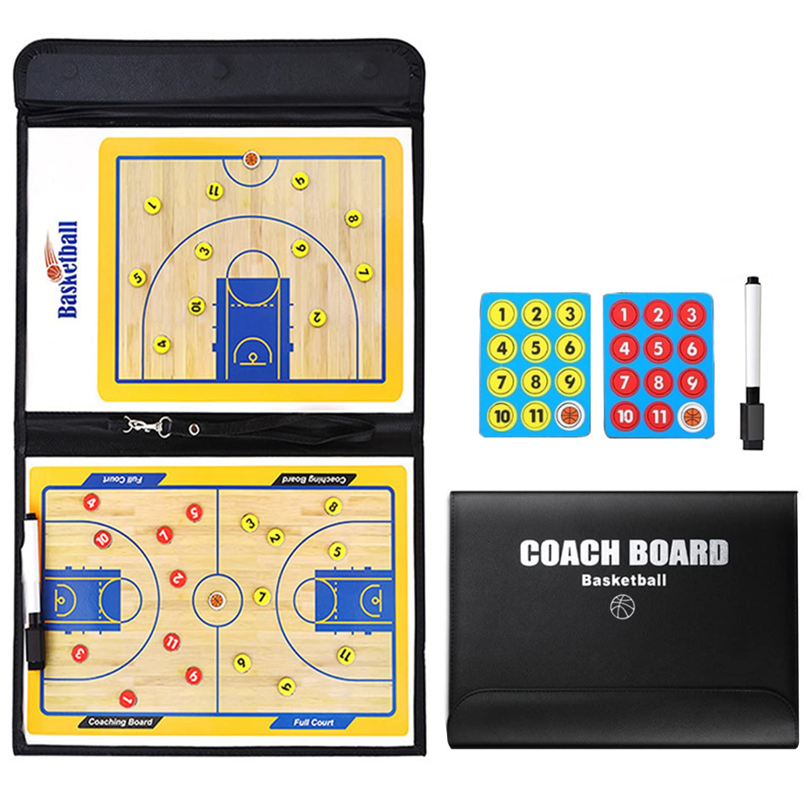 RoseFlower Portable Basketball Coaching Board Basketball Coaches Tactical Clipboard Strategy Blackboard with Player Markers, Erase, Pen - Basketball Gift Sporting Goods Training Assistant Equipment