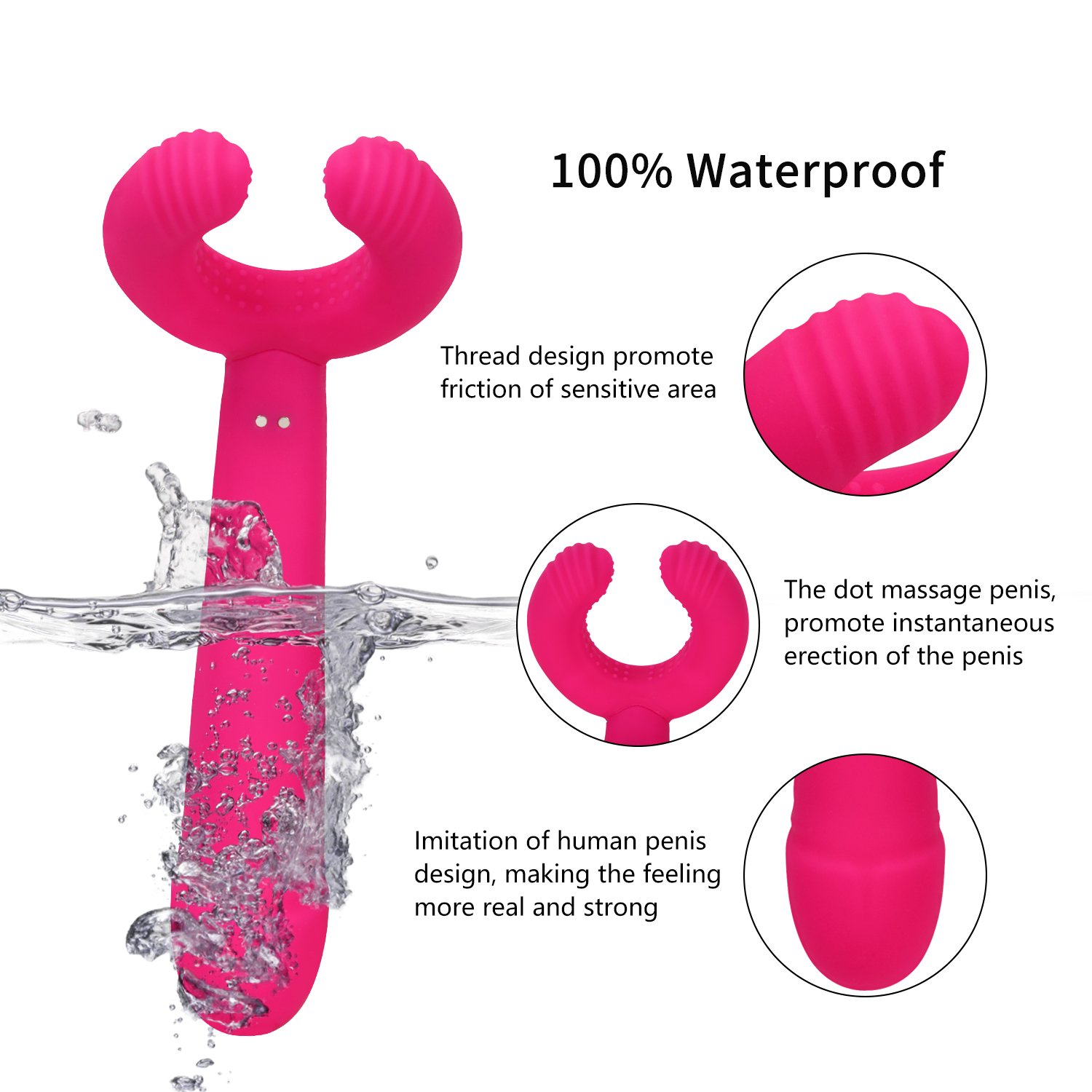 Xocity Vibratoren für die Klitoris & G punkt Vibrator mit Drei starker Motor 8 Vibrationsfrequenz,Silikon Mehrfachfunktion Massagegeräte für Butt plug prostata massage,Analvibratoren Dildo Analspielzug für männer und Frauen