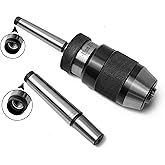 BMWOOD 1/2-Inch Keyless Drill Chuck with one JT33-MT2 Taper Arbor Inner Thread 3/8"X16TPI and one JT33-MT1 Taper Arbor with 1/4"x20TPI for Drill Press, Wood lathe or Mill.