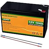 ECO-WORTHY 12V 10Ah LiFePO4 Lithium Iron Phosphate Deep Cycle Rechargeable Battery with Built-in BMS, Perfect for Trolling Mo