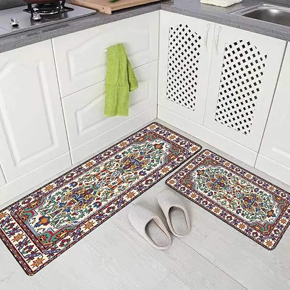 Douecish Rug for Kitchen Sink Area 17"X48" 17"X24" Colorful