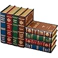 PLAZOTTA 2 Pack Decorative Book Boxes Wooden Antique Book Decorations Vintage Book Storage Box (Style B)