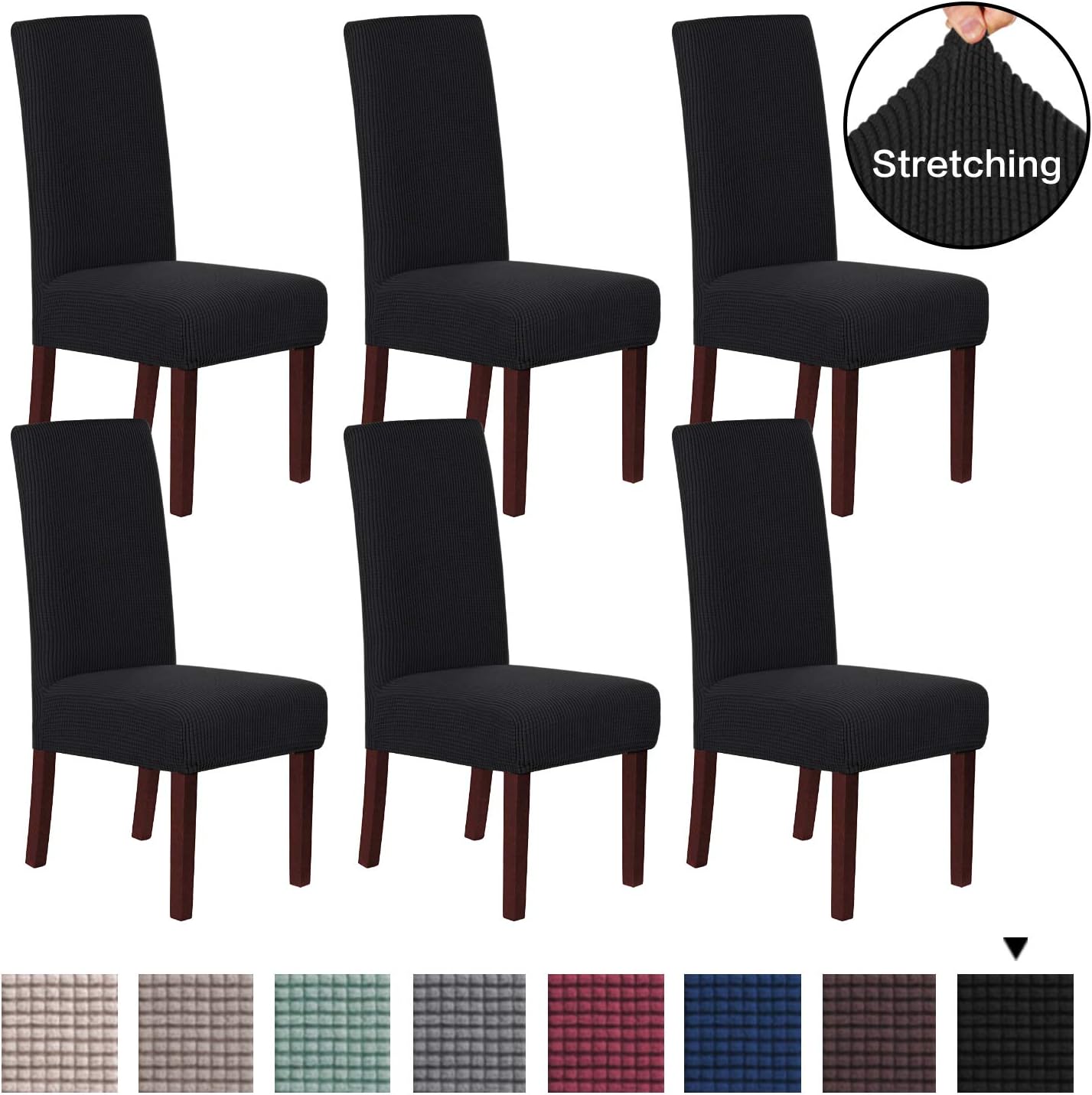 H.Versailtex 6 Pack High Stretch Rich Jacquard Dinning Chair Cover High