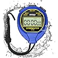 ANTEQI Waterproof Stopwatch Timer, Large Display Simple Silent Stop Watch with ON/Off Function No Clock No Calendar No Alarm Basic Operation for Sports Coaches Swimming Running Training, Blue