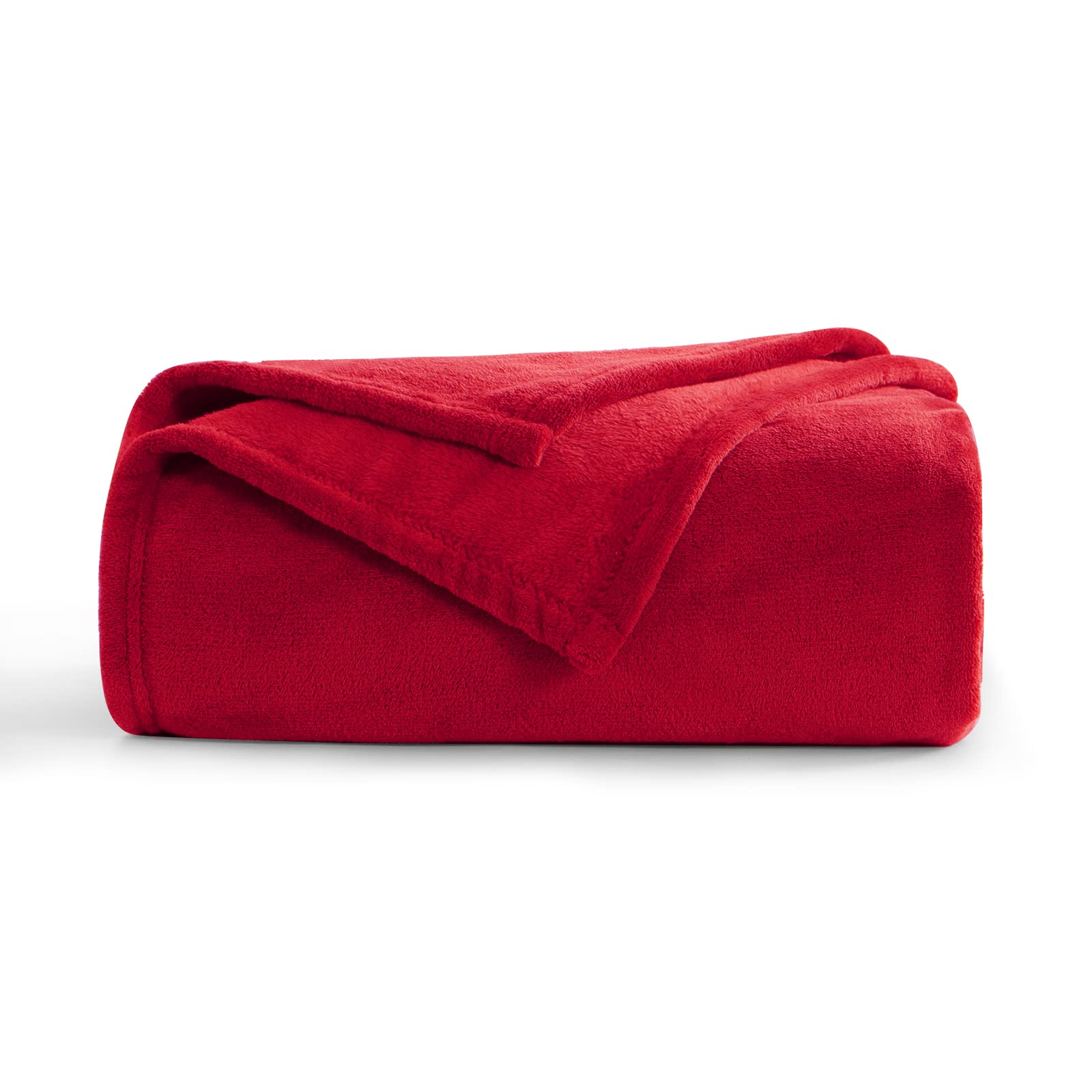 Aisbo Fleece Blanket Red Throw - Versatile Soft Warm Blanket Fluffy Throws for Bed Double Size, Cozy Solid Flannel Twin Blanket for Sofa Couch, 150x200cm — image 1