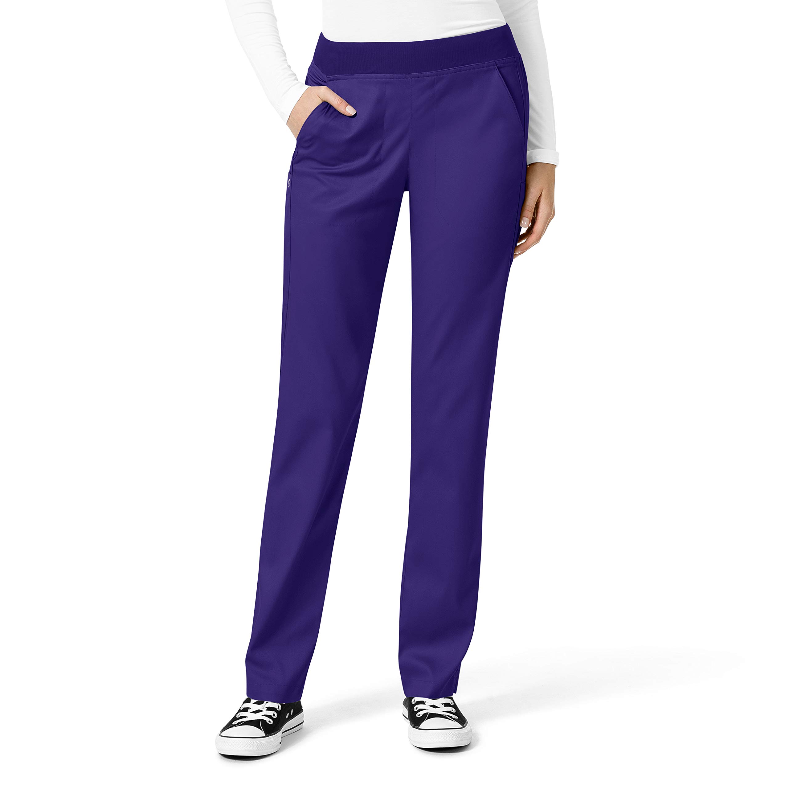 WonderWink Women’s Knit Waist Cargo Scrub Pant, Grape, S