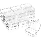 SATINIOR 24 Packs Small Clear Plastic Beads Storage Containers Box with Hinged Lid for Storage of Small Items, Crafts, Jewelry, Hardware(2.5 x 1.7 x 0.8 Inches)