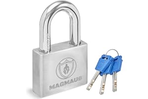 Magmaus® PDL/60 Heavy Duty Lock with 3 Keys [Anti Cut Shackle] - [Stainless Steel] Weatherproof Padlock for Outdoor Use - Ideal for Storage Unit, Shipping Container, Gate