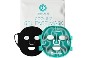 Medi Grade Cooling Gel Face Mask with 1 Lycra Fabric Mask and Storage Pouch - Soothing Gel Face Mask for Dark Circles and Puffiness - Cold Full Face Gel Mask Relaxation