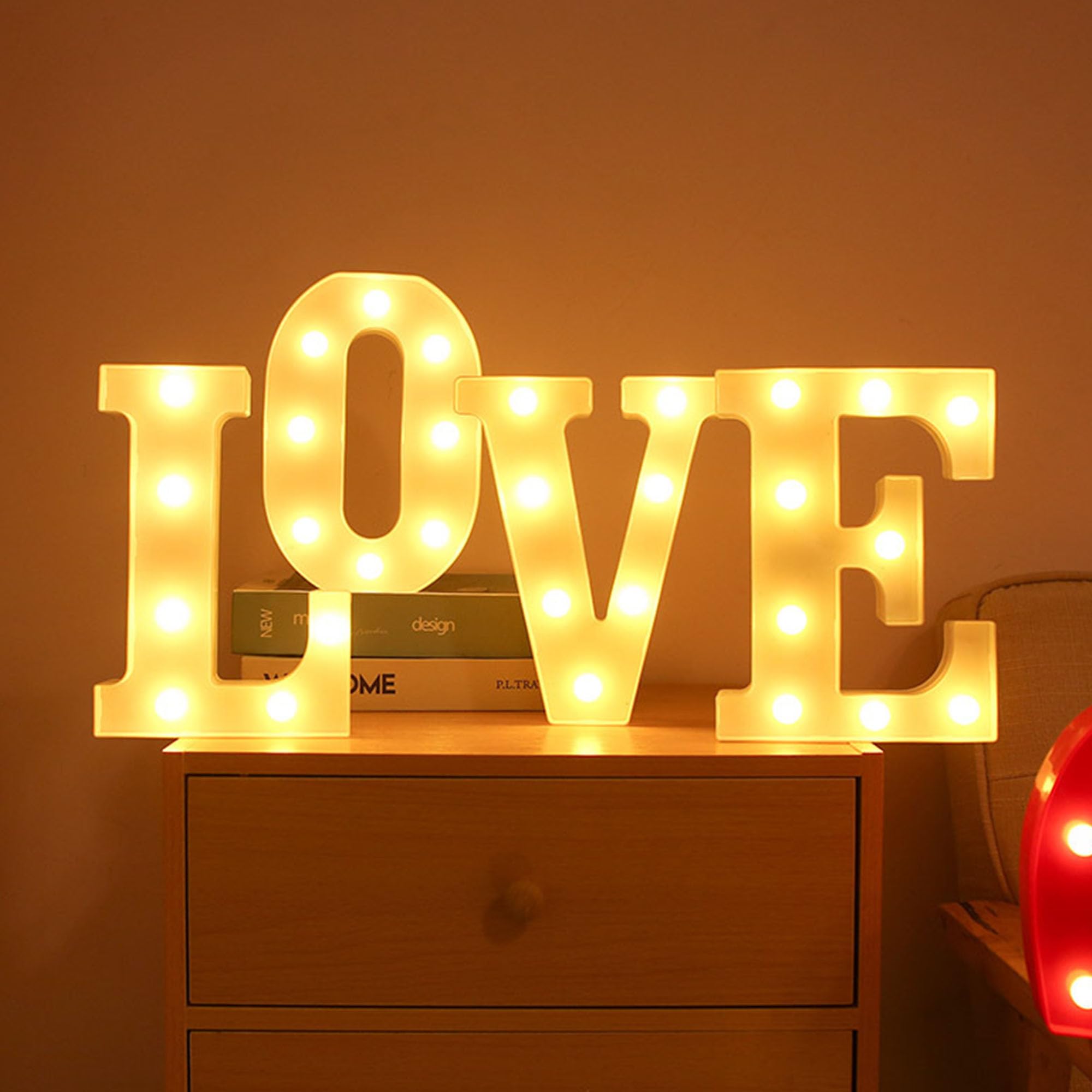 WYFCR wedding Sign Decorative LED Illuminated Letter Lights Marry Signs, Illuminated Marquee Sign, Neon Light Up Letters, Lighted Decor(LOVE)