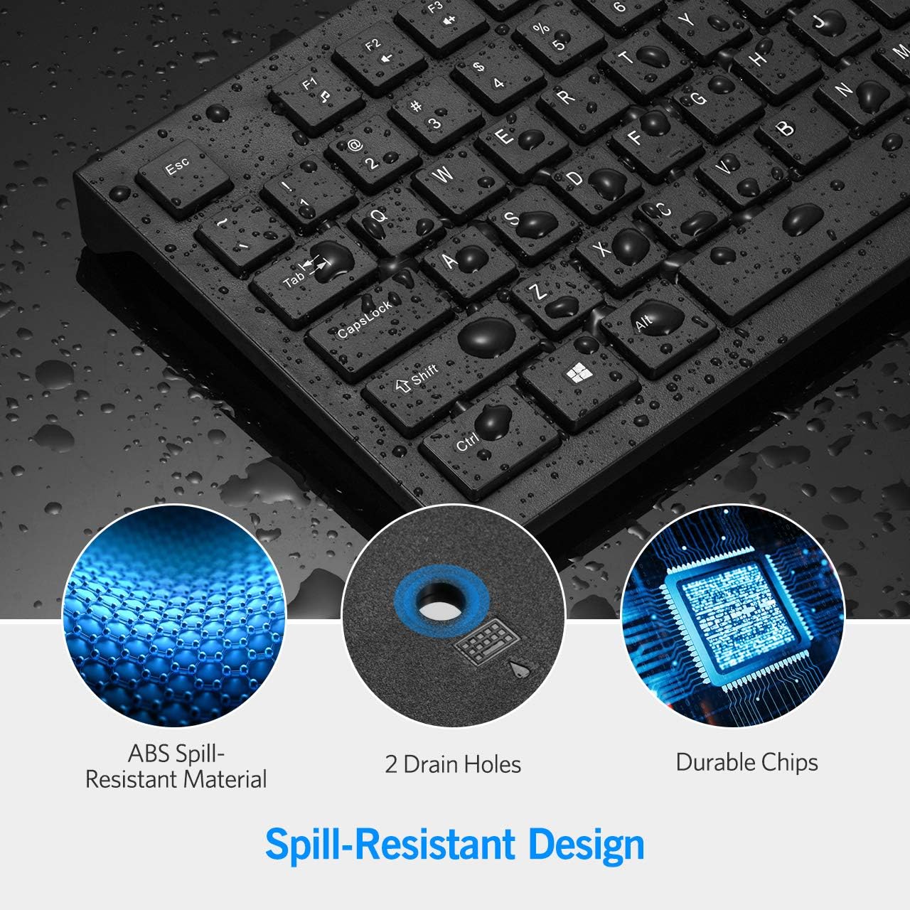 VicTsing Keyboard 4.9ft Cable, wired Computer Keyboard with Stands, Low Profile Chiclet USB Keyboard for Windows/PC/Laptop/Desktop/Surface/Chromebook: Computers & Accessories