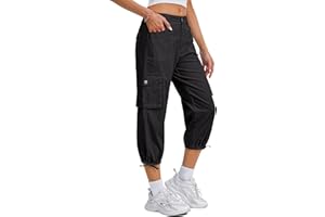 Eddoyee Cargo Capris Hiking Pants for Women Lightweight Travel Casual Summer Baggy Pants with 6 Pockets