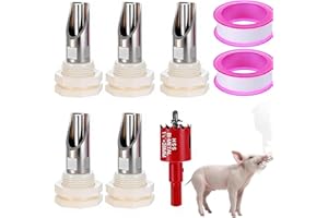5-Pack Pig Water Nipple，Pig Nipple Waterer for Barrel Kit，Automatic Pig Nipple Drinkers Kit，Piglets Nipple Feeders ，Hog Feede