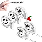 P12 Label Tape Compatible with Dymo Letratag Refills 91330 White Replacement for Dymo Label Maker Refills 12mm x 4m (1/2" x 13') for LT-100H 100T Plus 200B, 5-Pack LT12 P12 Label Maker Refills