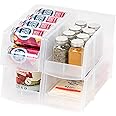 IRIS USA Clear Plastic Stackable Storage Bins, Large- 4 Pack, Open Front Fridge Pantry Kitchen Closet Cabinet Bathroom Organizer Basket for Organizing Snack, Cans, Office Supplies, and Coffee Pods
