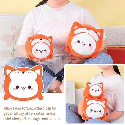 AIXINI Cute Cat Fox Plush Pillow 8” Kitten Foxes Stuffed Animal
