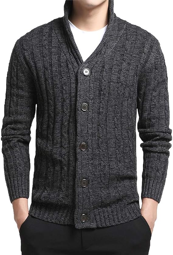 Amazon カーディガン メンズ セーター 長袖 厚手 Vネック カジュアル ビジネス ジャケット アウター ニット セーター トップス ボタン カジュアル 春秋冬 ディープグレー L カーディガン 通販