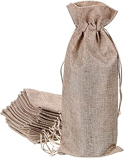 BTSKY 12 wiederverwendbare Jutebeutel mit Kordelzug, waschbar, Kordelzugbeutel, Jutesäcke, Aufbewahrungstasche für Weinflaschen nicht enthalten