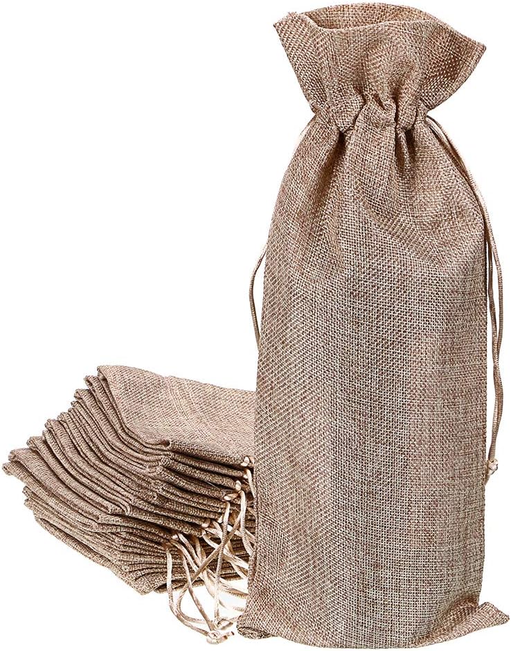 BTSKY 12 wiederverwendbare Jutebeutel mit Kordelzug, waschbar, Kordelzugbeutel, Jutesäcke, Aufbewahrungstasche für Weinflaschen nicht enthalten