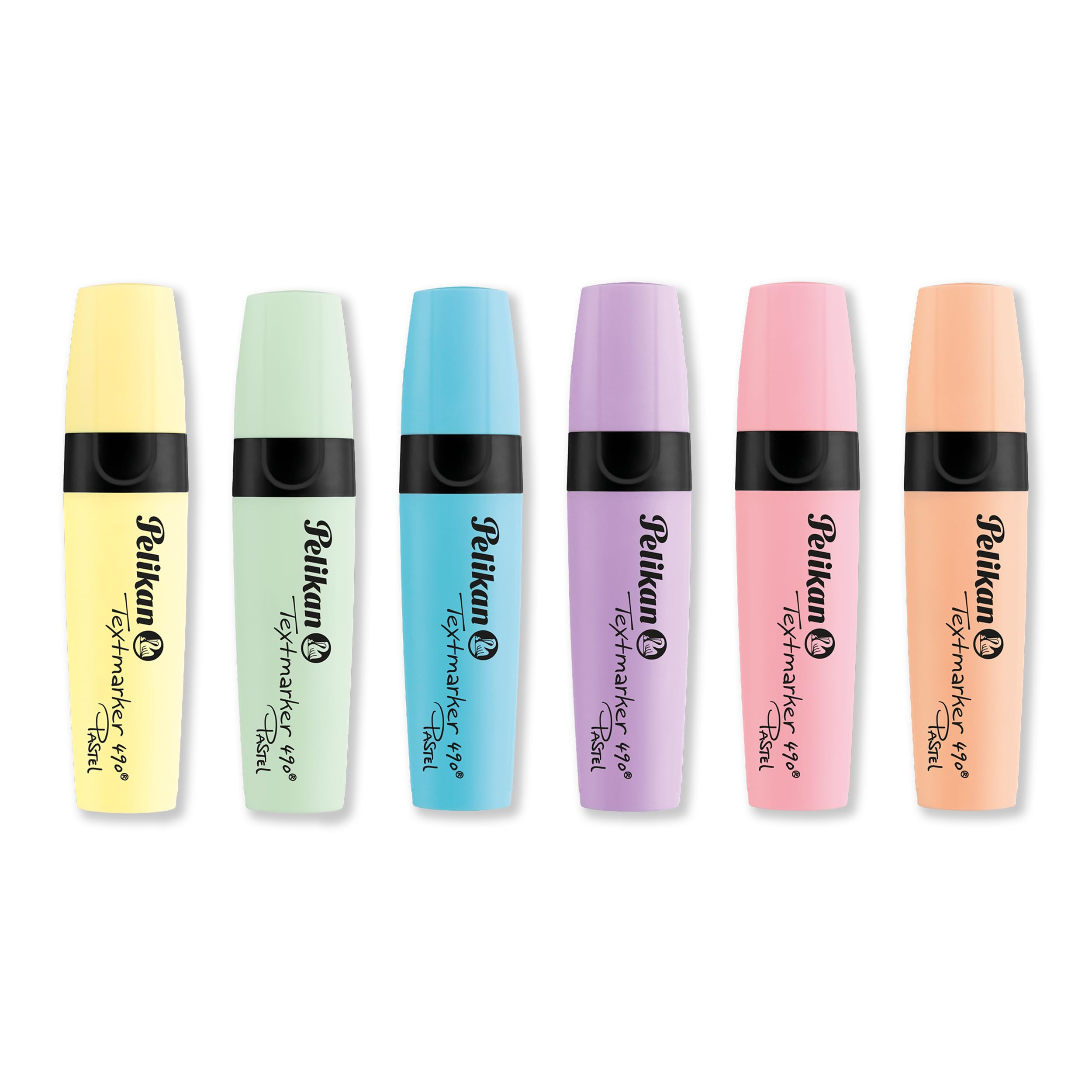 Pelikan Textmarker 490 Pastel Highlighters – Pack of 6, 3-Width Tip, Water-Based Ink