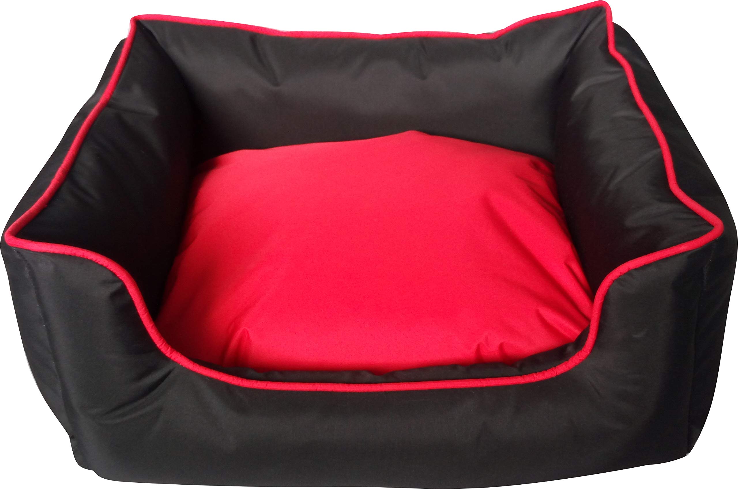 Classic Pet Products Rectangle Waterproof Dog Bed, Black/Red, Small