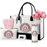 Geiserailie 8 Pcs Speech Language Pathologist Gifts for Women Including Large Speech Therapy Tote Bag Cosmetic Bags Tumbler Cup Plush Socks Keychain Card and Envelope for Slp Thank You Gifts