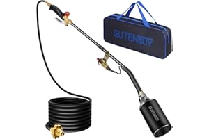 GUTENGUY Portable Propane Torch Burner Weed Torch with Storage Bag, High Output 1,280,000 BTU Blow Torch with 10FT Hose, Heavy Duty Flame Weeder with Igniter for Garden Wood Roofing Snow Road Charcoal