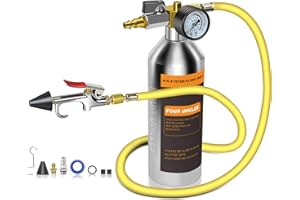 FOUR UNCLES AC Flush Kit - Air Conditioner System Cleaning Tool Set with Stainless Steel Canister and Nylon Hose & Flushing Spray Gun for R134a R12 R22 R410a R404a