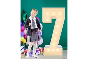 GGPL 4FT Plastic Marquee Numbers 7, Light up Numbers Made of Corrugated Plastic Board, No Tools Required, Quick Assembly, Disassembled into Blank Yard Signs, Poster Board