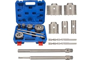 XDOVET 9PCS Concrete Hole Saw Kits with 2 Drill Bits and SDS Plus & Max Shank Hole Saw Tool Set for Concrete Cement Brick Stone Wall Drilling Kit Size 30 40 65 80 100 MM