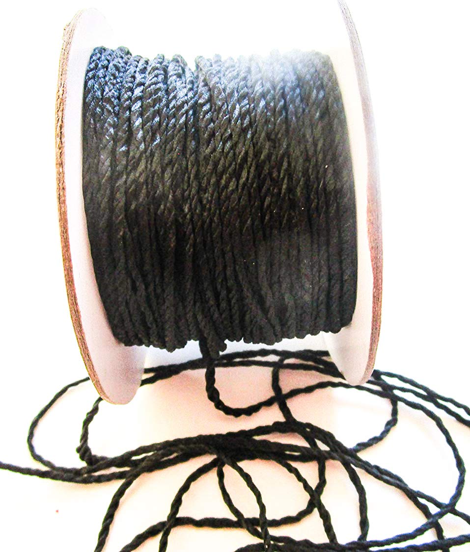 50 m Cotton Beads 2 mm Width: Black