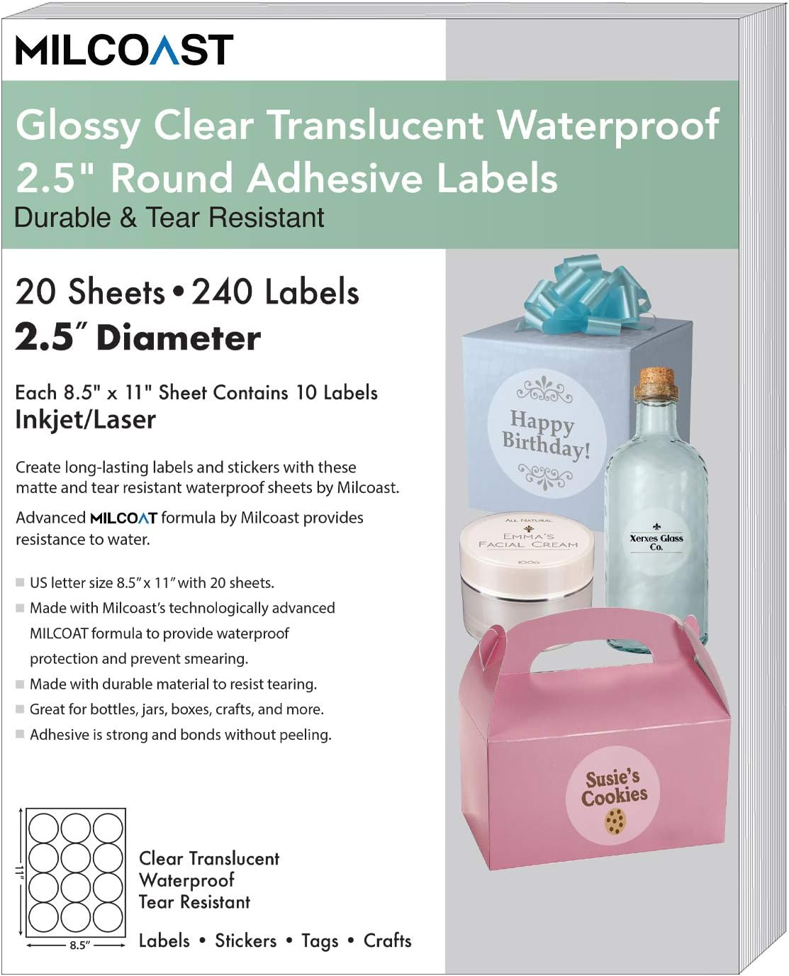 Milcoast Glossy Clear Translucent Waterproof Tear Resistant 2.5