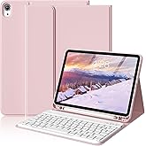 ZKTUYU Keyboard Case for iPad Air 11 inch (M3/M2) 2025/2024, iPad Air 5th/4th Generation 10.9 inch 2022/2020, Stand Folio Slim Cover with Pencil Holder, Detachable Bluetooth Keyboard (Pink)
