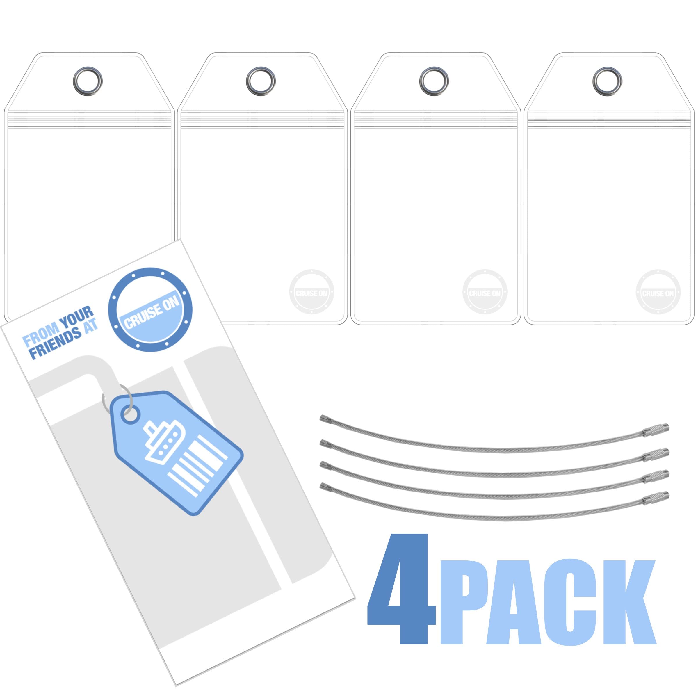 Princess Cruise Luggage Tag Holder by Cruise On [4 Pack] Fits All Princess Ships & Tags, Cruise Essentials 2025 & 2026 - Clear Luggage Tags