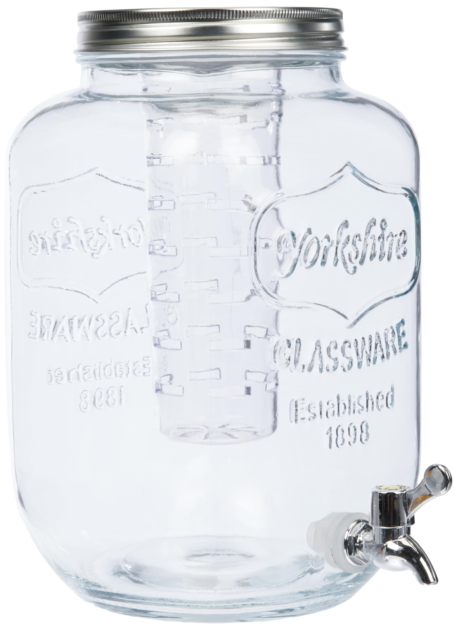KitchenCraft Home Made Glass Drinks Dispenser Jar with Water Infuser, 7.5 Litres - Transparent