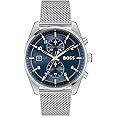 BOSS Skytraveller Men's 44mm Stainless Steel Chronograph Wristwatch - Water Resistant up to 5ATM/50 Meters, Sporty and Sophisticated