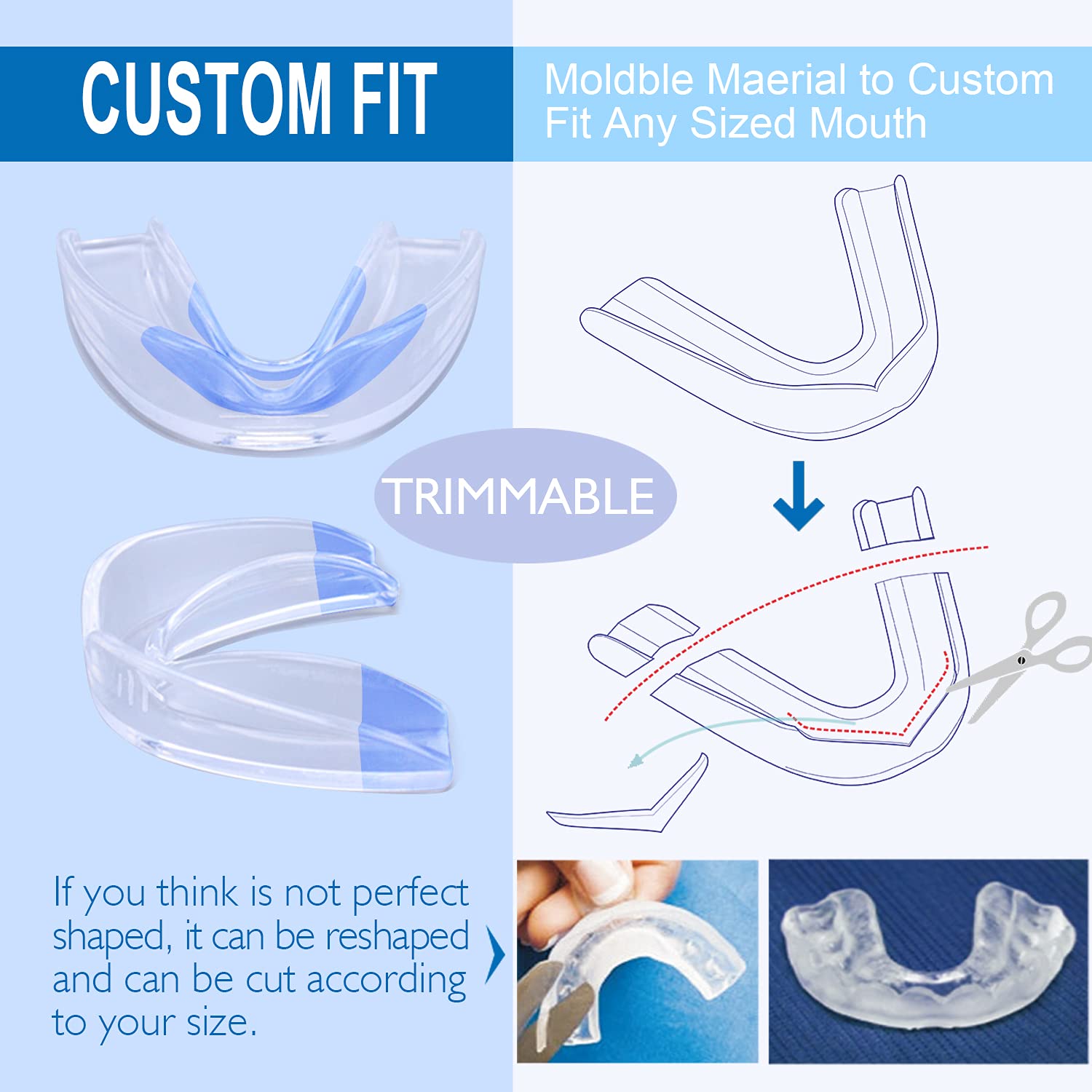 Mouth Guard for Grinding Teeth 2 Size Upgraded Dental Guard for Teeth Grinding, Eliminates Teeth Clenching, Anti Grinding Dental Night Guard, Stops Bruxism, Case Include Pack of 10 pcs : Beauty