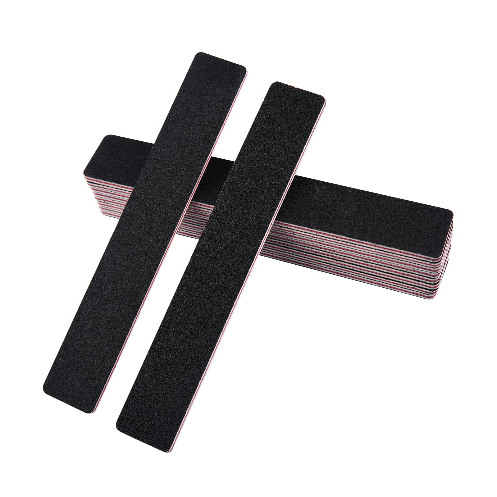 LNAUJS 10 Pack 100/180 Grit Nail Files, Black Professional Reusable Emery Boards Manicure Tool for Acrylic Nails, Nail Buffering Files, Rectangle Shape
