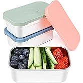Caperci 3-Pack Large Stainless Steel Snack Containers with Silicone Lids - 15oz Reusable Small Food Storage Deli Containers for Snacks & Meal Prep, Leak-Proof, Easy Open & BPA-Free (440ML)