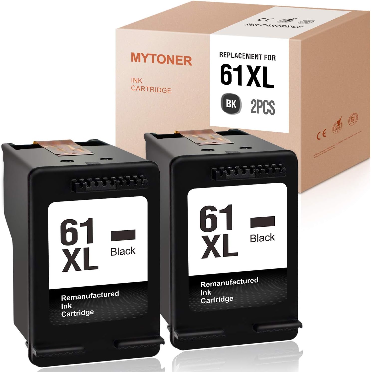 MYTONER Remanufactured Ink Cartridge Replacement for HP 61XL 61 XL Black Ink to use with OfficeJet 2620 4630 4632 DeskJet 1000 1010 1012 1050 Envy 4500 4502 5530 5534 (2 Black, 2 Pack)